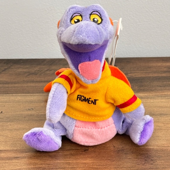 NWT VINTAGE Walt Disney World FIGMENT Bean Bag Plush EPCOT Purple Dragon Toy - Picture 3 of 12